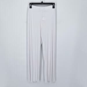 Enza Costa Women's Rayon Wide Leg Pants Elastic Waist NEW Sz M White Rib Knit